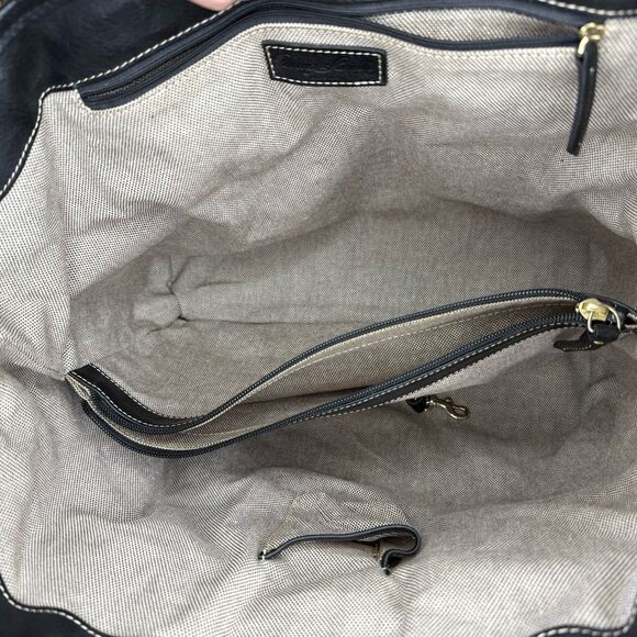 Dooney & Bourke Canvas Tote Bag – Black & White Canvas Vacchetta Leather Trim - Picture 8 of 12